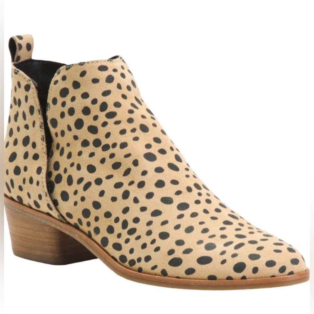 NWT Box Dolce Vita “Kaidie” Cream and Black Spotted Suede Ankle Boots - Picture 12 of 16
